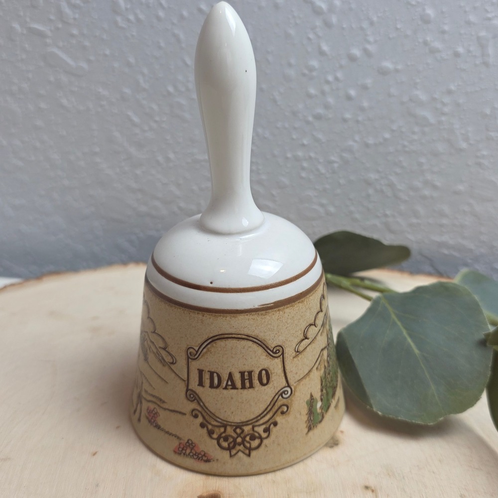 Vintage Idaho State Souvenir‎ Ceramic Bell Elk Mountain Cabin Nature Decor
